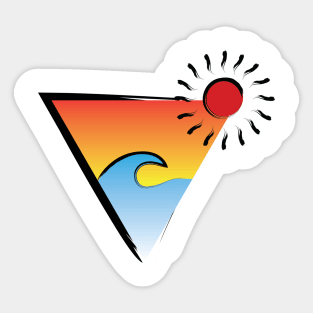 Sunset wave in a triangle, with the sun shining Sticker